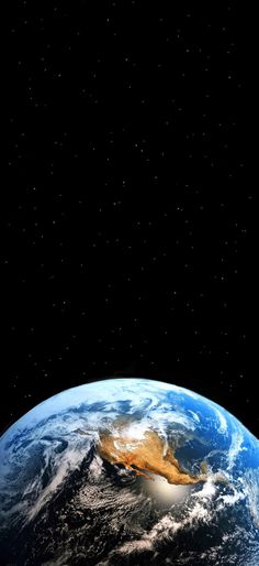 the earth from space with stars in the background