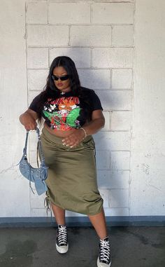 Body Heat Map Print Top Outfit, Plus Size Streetwear Black Women, Drawstring Skirt Outfit Black Woman, Plus Size Houston Outfits, Concert Outfit Ideas Plus Size Summer, Summer Fits Black Women Plus Size, Summer Outfits Plus Size Black Women Shein, Plus Size Swag Outfits, Summer Concert Outfits Black Women Plus Size