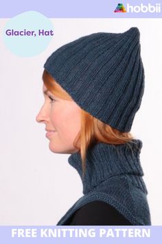 a woman wearing a knitted hat and scarf with the text free knitting pattern on it