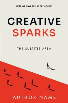 a book cover with the title creative sparks in red, white and black colors