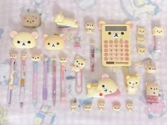 Korilakkuma Stationary, Cutecore School Supplies, Aesthetic Cinnamoroll, Stationary Cute, Sanrio Aesthetic, Pretty School Supplies, Cute Core, Kawaii Stationary, Cute Stationary School Supplies