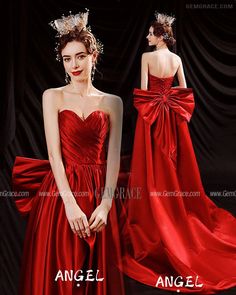 10% off now|Free shipping world-wide. Sweetheart High Low Red Satin Formal Dress with Big Bow In Back at GemGrace. Click to learn our pro custom-made service for wedding dress, formal dress. View #PromDresses for more ideas. Bow Evening Dress For Banquet During Prom Season, Satin Dresses With Sweetheart Neckline And Bow Tie Back, Elegant Fitted Ball Gown With Satin Bow, Prom Gown With Bow And Fitted Bodice, Bow Evening Dress For Prom Season Banquet, Satin Ball Gown With Satin Bow, Party Ball Gown With Bow, Prom Gown With Bow, Floor-length, Satin Party Gown With Bow