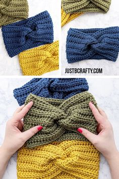 crocheted bow headbands made from two different colors