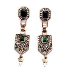 Luxury Art Deco Pierced Earrings, Luxury Art Deco Evening Earrings, Luxury Gold Art Deco Earrings, Luxury Art Deco Earrings For Formal Occasions, Emerald Green Stone, 1920s Style, Deco Earrings, Style Art Deco, Green Stones