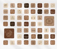 a large collection of brown and white square icons on a white paper background stock photo