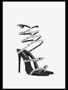 Add a touch of chic elegance to any outfit with these Black Pearl Rhinestone Ankle Scoil Sexy Open Toe High Heels Stiletto Sandals from Nooi. Crafted with a tasteful and sophisticated silhouette, these sandals are encrusted with beautiful black pearls and glimmering rhinestones for a couture effect. Their sumptuous design will draw admiring glances wherever you go. Open Toe High Heels, Shoe Insoles, Fashion Sandals, Stiletto Sandals, High Heels Stilettos, Ankle Straps, Black Pearl, Open Toe, Heel Height