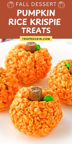 pumpkin rice krispie treats on a white plate