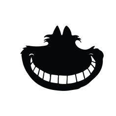 a black and white silhouette of a smiling dog's face with teeth on it