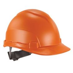 an orange hard hat on a white background