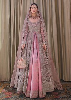 Elegant Tea Pink Pakistani Bridal Dress Gown Pishwas in Lehenga Style Pink Pakistani Bridal Dress, Pakistani Bridal Couture, Dressing Design, Pakistani Bridal Dress, Walima Dress, Desi Wedding Dresses, Latest Bridal Dresses, Bridal Dresses Pakistan, Lehenga Style