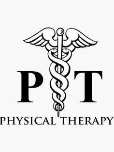 the logo for physical therapy, ptt with a cadus on it's side