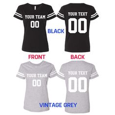 FRONT and BACK CUSTOMIZED FOOTBALL TEE SHIRT - FAN JERSEY Please Let Us Know Your Front and Back Custom Clearly When you place your order, Leave a CUSTOMER NOTE about customization. Exp: Front Text: TEAM A Front Number: 25 Back Text: JOHN Back Number: 25 Front number size: 5 inches high Back Number size :8 inches high Text size max 13 inches long PLEASE SEE THE PRODUCT PICTURES BEFORE ORDER Our Navy Color is VINTAGE NAVY (Greyish Navy) If you have any other customization idea, please share with Personalized Football, Football Tees, Team Jersey, Custom Jerseys, Sports Tees, Custom Tees, Jersey Shirt, Football Jerseys, Navy Color