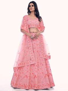 Buy radiant pink net embroidered lehenga choli for celebrating upcoming festival celebration. Shop this classy lehenga choli which comes with Net blouse and Net dupatta. Classy Lehenga, Net Lehenga Choli, Engagement Lehenga, Africa Kenya, Color Outfits, Work Lehenga, Net Blouses, Lehenga Online, Net Lehenga