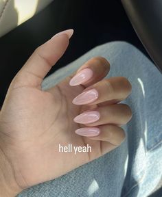 Acrylic Nails Tan Skin, Almond Point Nails, Clear Pink Almond Nails, Almond Nails Light Pink, Pink Nude Almond Nails, Milky Pink Almond Nails, Translucent Pink Nails, Milky Pink Nails