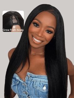 UNice EasiContour V Part Glueless Yaki Wig Yaki Wig, Yaki Straight Wig, V Part Wig, U Part Wig, Ombre Wigs, Colored Wigs, Body Wave Wig, Brown Wig, Headband Wigs