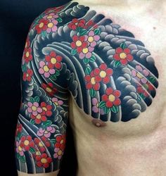 Traditional Japanese Tattoo Meanings, Japanese Tattoos For Men, Artwork Tattoo, Half Sleeve Tattoos, Quarter Sleeve Tattoos, Cool Half Sleeve Tattoos, Mens Shoulder Tattoo, Half Sleeve Tattoos For Guys, Japanese Tattoos