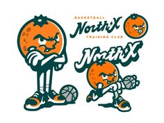 an orange and white logo with the words basketball north training club in front of it