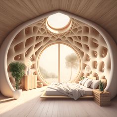 Sea urchin inspired bamboo bedroom with bed Room Modern Bedroom, Farmhouse Modern Decor, Home Decor Modern Farmhouse, Modern Decor Ideas, Decor Modern Farmhouse, Modern Boho Living Room, Futuristic Interior, Modern Farmhouse Living Room, Architecture Design Concept