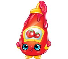 an inflatable balloon shaped like a ketchup bottle with two strawberries on it