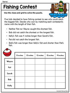 a worksheet for fishing contest