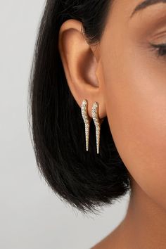 Melissa Kaye small lola needle earrings in yellow gold. 18k yellow gold 1.40 tcw diamonds 30mm long Needle Earrings, Gold Outfit, Marissa Collections, Long Style, Jewel Box, Fine Jewels, London Fashion Week, Jewelry Gifts, Jewelry Collection