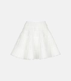 Pleated lace miniskirt in white - Alaia | Mytheresa Cleaning Materials, Color Names, White Lace, Made In France, Fit And Flare, Designing Women, Luxury Branding, Chic Style, Color Design