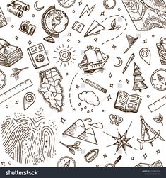 black and white seamless pattern with school related items stock photo - 3789716