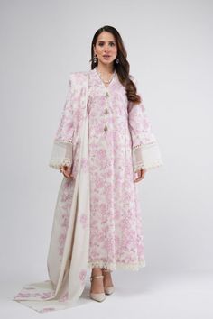 Bareeze Zahra Range BNL2402 L Beige Monsson Summer Lawn 2024 Spring Wedding Printed Lawn Suit, Cream Lawn Suit With Digital Print For Spring, White Long Sleeve Lawn Suit With Floral Print, Floral Print Long Sleeve Lawn Suit For Wedding, Long Sleeve Floral Print Lawn Suit For Wedding, White Salwar Kameez With Digital Print And Long Sleeves, Cream Digital Print Lawn Suit For Eid, Cream Lawn Suit With Digital Print For Eid, White Long Sleeve Salwar Kameez With Digital Print