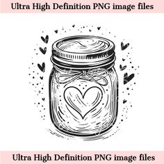 a mason jar with a heart inside and the words ultra high definition png image files