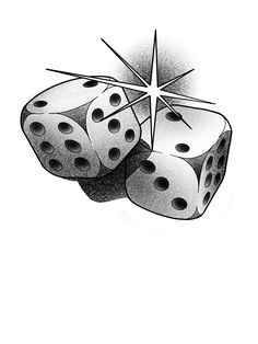 two dices are sitting on top of each other, with one star above them