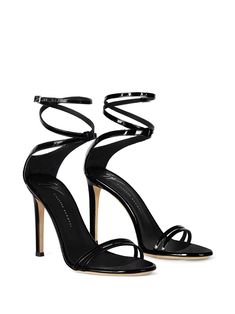 Lace Up Sandals, Sandals Black, Black Patent Leather, Giuseppe Zanotti, Black Sandals, High Heel, Patent Leather, Ankle Strap, Open Toe