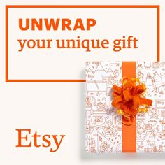 an orange bow on top of a present box with the words unwrap your unique gift