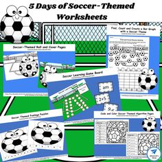 five days of soccer themed worksheets