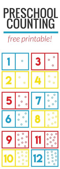 a printable preschool counting game with numbers on it and the words free printable