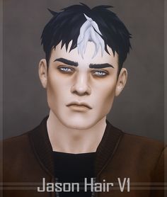 a digital painting of a male avatar with black hair and white feathers on his head