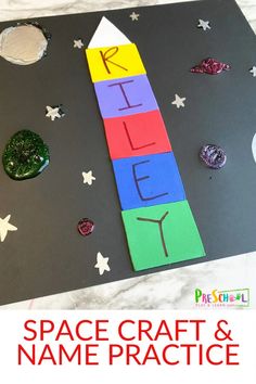 a space craft and name practice for kids