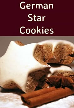 german star cookies with cinnamon and icing