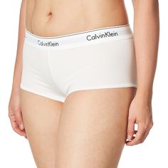 PRICES MAY VARY. Boyshort cut with full coverage. 100% cotton gusset for breathable comfort. Soft, flexible logo waistband retains shape wear after wear and stays put, without too much compression. Calvin Klein Thong, Calvin Klein Ck One, Shape Wear, Calvin Klein White, Calvin Klein Women, Calvin Klein Woman, Calvin Klein Black, Boy Shorts, Too Much