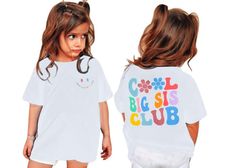 PRICES MAY VARY. Adorable " Cool Big Sis Club " Iridescence Graphic: Cute and colorful design adds excitement to her Sibling Reveal Announcement outfit. Exquisite Design: Cute girls Sister Announcement T-shirt, Cool Big Sis Club letter print, round neck pullover short sleeve top, which is very easy to put on and take off. This shirt is a perfect pregnancy announcement. Good meaningful gift for new big sisters and brothers Make your little one's siblings outfit picture perfect with this Bold Big Sibling Reveal, Sister Announcement, Big Sister Announcement, Sister Shirt, Big Sister Shirt, Big Sis, Big Sister, Toddler Girls, Design