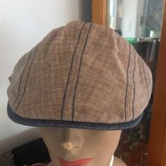 Nwt Stetson.100% Linen Casual Flat Cap Hats For Spring, Retro Brown Hats For Spring, Fitted Brown Casual Hat, Casual Fitted Brown Hat, Fitted Casual Flat Cap, Fitted Casual Visor Hat, Retro Brown Cotton Hat, Brown Cotton Retro Hat, Brown Retro Cotton Hat