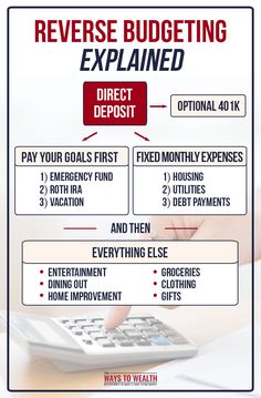 a calculator with instructions to reverse budgeting and explaining how much money will be spent