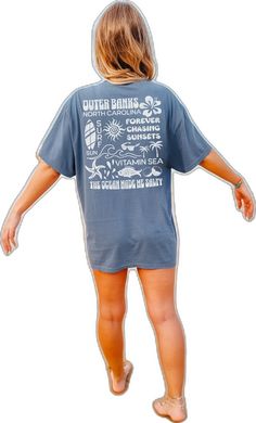 Casual Short Sleeve T-shirt For Beach Season, Casual Pre-shrunk T-shirt For Beach, Casual Relaxed Fit Shirt For Surfing, Casual Short Sleeve Top For Beach Season, Casual Blue Surfing Shirt, Casual Printed T-shirt For Vacation, Casual Short Sleeve Surfing Shirt, Casual Cotton T-shirt For Vacation, Casual Crew Neck T-shirt For Summer Adventures