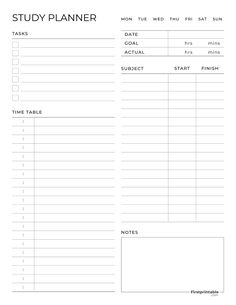 a printable study planner for students to do their work on the school's schedule