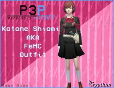 an anime character is standing in front of a pink background with the words kotone shon aka femic outfit