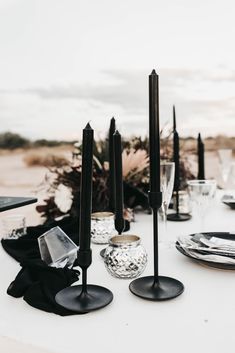 Winter Wedding Outdoor - Ready for more great tips? - Click to visit for more. Do It NOW!! Black Candle Wedding, Dark Wedding Theme, Winter Wedding Table, Black Wedding Decorations, Goth Wedding, Dark Wedding, Moody Wedding, Wedding Winter