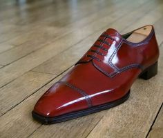 Classic Red Color Oxford Dress Shoes For Men Handmade on Storenvy Red Pointed Toe Leather Shoes For Semi-formal Occasions, Office Dress Shoes With Red Sole And Plain Toe, Office Dress Shoes With Red Sole, Semi-formal Red Leather Shoes With Round Toe, Business Burgundy Dress Shoes With Red Sole, Business Oxfords With Plain Toe And Red Sole, Business Oxfords With Red Sole And Plain Toe, Classic Fitted Oxfords With Red Sole, Red Cap Toe Oxfords For Semi-formal Occasions