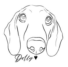 a black and white drawing of a dog's face with the word billy written on it