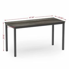 an image of a table with measurements for the top and bottom section, including two legs