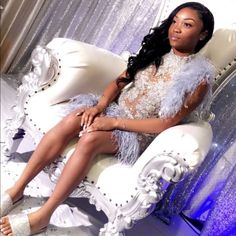 Selling My 2018 Sweet 16 Dress, It Is A Knee Length Dress With Feathers At The Ends And Rhinestone Panels. Dress With Feathers, Sweet 16 Dress, 16 Dress, Sweet 16 Dresses, Silver Blue, Knee Length Dress, Sweet 16, Blue And Silver, Feathers