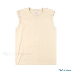 OrcaJump - High-Quality Cotton Unisex Sleeveless Tank Top in Apricot and Off-White Colors with Wide Shoulders and Round Neck Wide Shoulders, Layered Shirts, Vest White, Vest Shirt, Cotton Tank Top, White Sleeveless, Off White Color, Sleeveless Vest, Sleeveless Tank Top